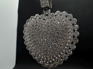 Colgante de Corazón de Plata 925 con Incrustaciones de Moissanita, Estilo Hip Hop, Joyería de Moda para Ella - Product Image 5