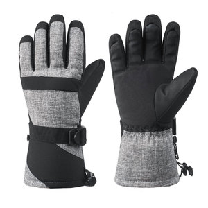 Guantes de esquí unisex con dedos completos, térmicos, aislantes, para actividades al aire libre en invierno, color gris y negro, con cierre de velcro. - Product Image 1