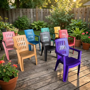 Modern Injection Moulded Plastic <b>Dining</b> Chair Slatted Back <b>Armchair</b> Acrylic Lined Foam Filled Non-Foldable Home Furniture <b>Dining</b> - Product Image 4