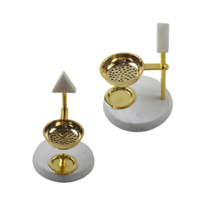 Nouveau brûleur à résine de pierre tendance avec coupelle en métal et poignée sphérique en feutre, support décoratif pour bougies chauffe-plat et bakhoor, diffuseur d'arômes - Product Image 6