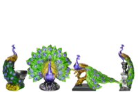 Ensemble de figurines de paons en résine faites à la main EOB International, 4 sculptures d'animaux traditionnels pour la décoration de table à la maison, cadeau de pendaison de crémaillère