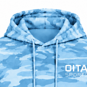 Sky Blue <b>Camo</b> Pullover Hoodie Men Custom Printed Fleece Sweatshirt Kangaroo Pocket Drawstring Long Sleeve Casual Sportswear <b>Top</b> - Product Image 3