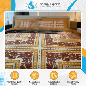 Indian Manufacturer of Top Class Quality High Rich Category 4 Pcs Polyester Printed Bedsheet Set Available in Bulk Quantity - Product Image 2