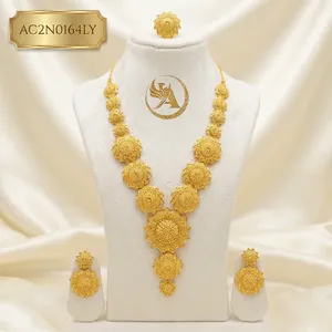 Dubai Fashion 24K Gold Plated Brass Flower Box <b>Chain</b> Long Charm Necklace for Wedding Party & Gift - Product Image 1
