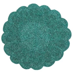 Handcrafted Beaded Round Placemat Beaded Design Placemat by Saro Lifestyle Shamrock Coquette Bow Placemat <b>table</b> <b>mat</b> or placemat - Product Image 3