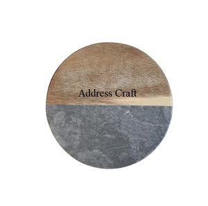 Ensemble de sous-verres à thé avec logo personnalisé vaisselle de 4 pièces ronde en bois marbrée chic pour la maison hôtel restaurant style classique - Product Image 1