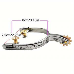 Espuelas de Acero Inoxidable para Caballo, Estilo Vaquero Occidental, Ajustables con Correa, Resistentes - Product Image 2