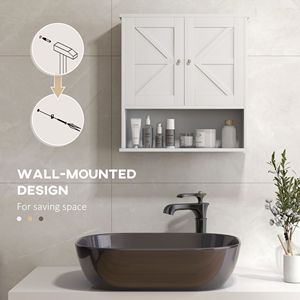 Armadietto Rustico Bianco Stile Fattoria con Ante Scorrevoli e Ripiano per Bagno - Product Image 5
