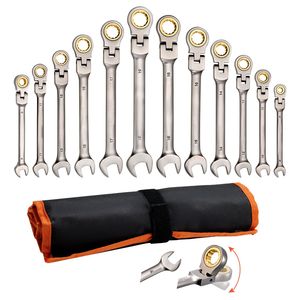 Set di 12 Chiavi Combinate Flessibili per Riparazione Auto, 8-19 mm Metriche, 72 Denti, in Acciaio CR-V - Product Image 1