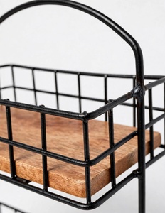 Étagère à épices double en fil de fer, moderne, faite à la main, sur pied, non pliable, avec fonction rétractable, pour comptoir de cuisine - Product Image 2