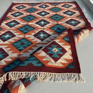 Alfombra Kilim de Lana Hecha a Mano, Diseño Abstracto Moderno, Tejido Plano Ecológico, Estilo Bohemio Vintage - Product Image 4