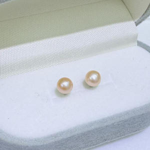 Boucles d'oreilles en perles d'eau douce naturelles de Zhuji, polyvalentes, rondes, 5-6 mm, sans défaut, rose, argent pur - Product Image 1