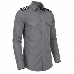 Camisa de Uniforme de Seguridad Gris para Hombre, Estilo Polo, Manga Larga, Cuello Camisero, Sólida, Transpirable, Poliéster/Algodón, Fusión sin Costuras - Product Image 3