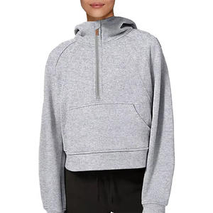 Vente en gros de sweats à capuche pour femmes de haute qualité, coupe courte, délavés à l'acide, avec impression en relief et broderie, fabrication sur mesure - Product Image 1