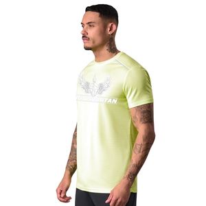 T-shirt de sport pour homme, vert lime clair, col rond, manches courtes, pour entraînement, gym, course à pied, vêtements de sport décontractés - Product Image 1