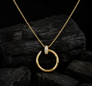 Collier en diamant de laboratoire taille ronde, pendentif cercle ouvert pavé, or massif 14K 18K, DEF VVS, bijoux fins, fabricant grossiste - Product Image 1