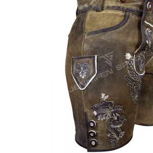 Costume Lederhosen bavarois pour femme de haute qualité, brodé, respirant, marron antique, 100% daim de vache véritable - Product Image 3