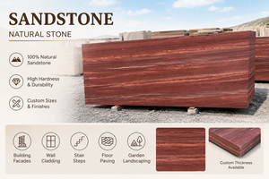Dalles de grès cérame rouge flammé de qualité supérieure pour revêtements muraux modernes, carreaux extérieurs et allées de jardin 600x400mm (Origine Gujarat) - Product Image 2