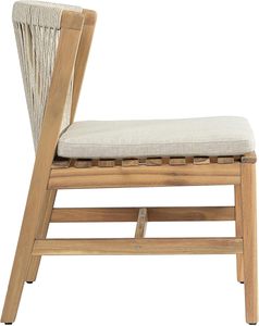 Chaise de jardin moderne en teck avec coussin tressé en corde, chaise d'appoint pour terrasse et bord de piscine - Product Image 4