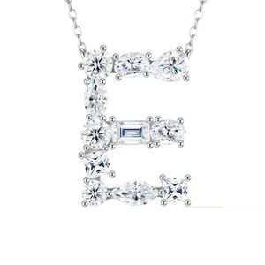 Letter Heart Freshwater Pearl Moissanite Pendant Link Chain <b>Necklace</b> with Multiple Cut Stones VVS1 925 <b>Silver</b> Hip Hop Style - Product Image 4