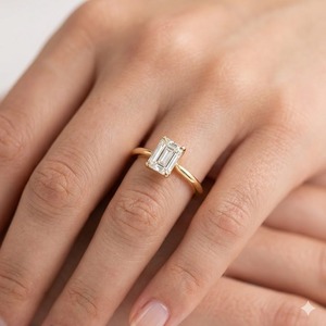 Anillo de Compromiso E Color VS1, Oro Amarillo de 18K, Anillo de Diamantes con Certificado IGI, Diamante Cultivado en Laboratorio con Corte Esmeralda de 1CT, Joyería Fina para Mujer - Product Image 2