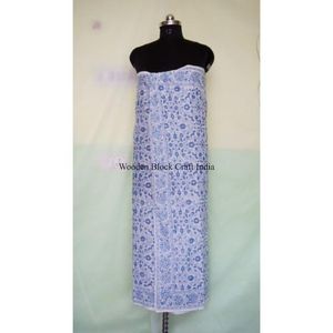 Hand Block Printed Cotton Sarong Floral Indian Beach <b>Wrap</b> Skirt Pareo <b>Shawl</b> Summer Scarf - Product Image 2