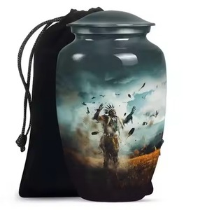 Venta caliente única grande de aluminio frailecillo pájaro cremación urna para adultos para cenizas humanas decorativa urna conmemorativa de tamaño completo - Product Image 6