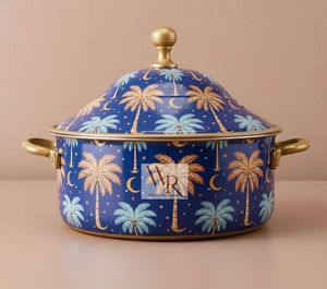 Cazuela Floral Pastel con Aislamiento Térmico y Tapa, Plato Metálico para Servir, con Estampado de Rosas Vintage, Calentador de Alimentos para Comedor, Venta al por Mayor - Product Image 2