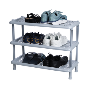 HALO Wholesale Étagère à chaussures étroite à 3 niveaux en plastique robuste, autoportante, pour pantoufles et chaussures - Product Image 4