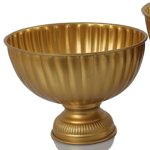 Traditional Aluminium Tabletop <b>Vase</b> with Ribbed Design Handmade Gold Tone Decorative Metal <b>Vase</b> - Product Image 1