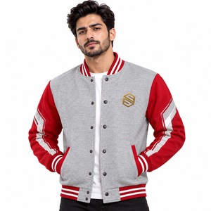 Chaqueta Varsity Premium Personalizada para Hombre con Mangas en Contraste y Ribetes Acanalados para Tiendas de Moda, Ropa Casual y Streetwear - Product Image 1