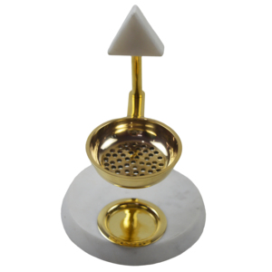 Nouveau brûleur à résine de pierre tendance avec coupelle en métal et poignée sphérique en feutre, support décoratif pour bougies chauffe-plat et bakhoor, diffuseur d'arômes - Product Image 4