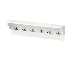 Appendiabiti da Parete Bianco 80x14x20 cm con 6 Ganci e Capacità di 50 kg e Mensola - Product Image 4