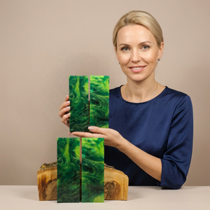 Handmade Epoxy Resin Casting <b>Bookend</b> Green Marbled Pattern Irregular Shape Artistic Home Decoration Craft - Product Image 1
