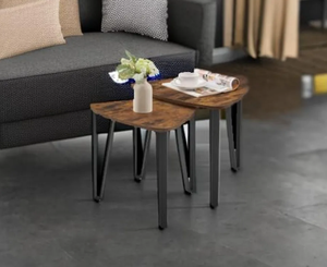 Table basse ronde en fer enduit de poudre au design moderne avec ensemble de 2 tables d'angle latérales polies décor à la maison salon chambre à coucher - Product Image 4