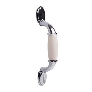 Poignée de meuble classique, entre centres de 3 pouces, chromée et blanche, lot de 6, quincaillerie de cuisine - Product Image 3