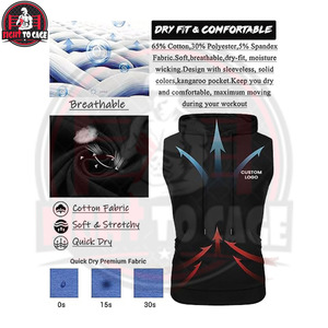Débardeur à capuche sans manches pour homme, collection automne 2026, idéal pour l'entraînement en salle de sport, la musculation, coupe musclée, noir, en polyester/coton respirant - Product Image 3