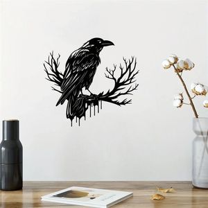 CIFbuy Arte Murale Gotica in Metallo Nero a Forma di Corvo, Silhouette di Uccello Vintage Industriale, Decorazione Verticale per Pareti Domestiche, Servizio di Ritiro Disponibile - Product Image 2