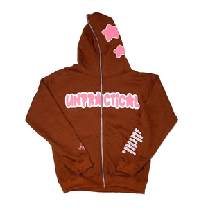 Hoodie zippé intégral pour homme, design OEM, en molleton bouclette, uni, avec impression en relief, délavé à l'acide, personnalisable, style décontracté - Product Image 5