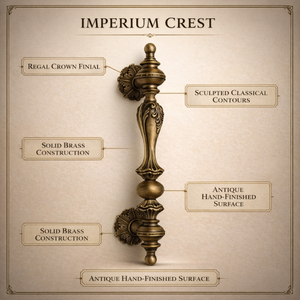 Poignée de porte en laiton massif HI SAFE 24 pouces |   Poignée d'entrée robuste et moderne avec finition PVD, quincaillerie de porte extérieure principale pour l'extérieur - Product Image 3