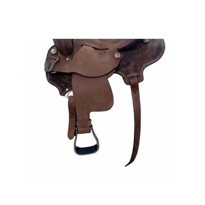 Brown Roughout Leather Western Barrel Racing Horse Saddle Floral <b>Hand</b> Tooled Hard Seat Trail Riding Tack 10"-18" Inch - Product Image 3