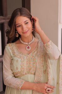 Moat Beautiful Indian Ethanic Wear Fancy Star Georgette Anarkali Gowns Collections with Heavy Sequence Thread Embroidery Work - Product Image 5