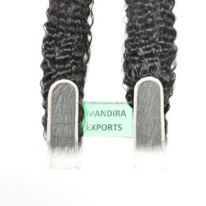 Vente en gros Vendeur de cuticules indiens ondulées à fermeture HD crépues 8 à 32 pouces crépues 2*6 alignées Cheveux humains vierges en dentelle transparente - Product Image 4