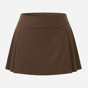 Women's Solid Color Pleated A-Line Mini <b>Skirt</b> <b>Elastic</b> Waist Breathable Sporty Style All Seasons Wear - Product Image 1