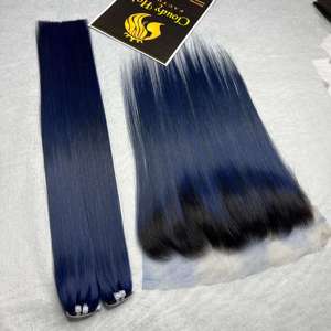 วิกผมหน้าผากลูกไม้ HD ยี่ห้อ CDYHAIRVN สีน้ำเงิน แบบปิดผมตรง ราคาขายส่ง ผมแท้ธรรมชาติ 100% ผมแท้แบบเรมี่ ขายดีอันดับต้นๆ - Product Image 3
