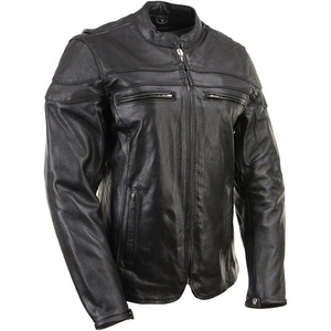 Chaqueta de Motociclista Clásica de Cuero y Textil para Mujer SAMROZ SPORTS - Uso Durante Todo el Año - Product Image 1