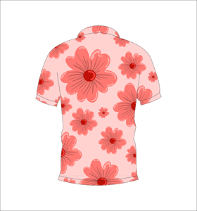 Polo pour homme rose à fleurs, imprimé sur toute la surface, manches courtes, décontracté, pour le golf - Product Image 3