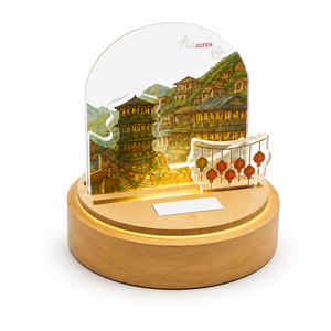 Lampe aromatique LED CALA Jiufen Mountain Town avec base en bois, design amovible, impression personnalisée, souvenir de Taïwan, veilleuse, coffret cadeau - Product Image 2