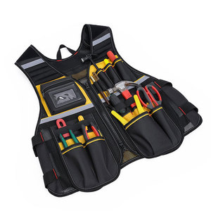 Men's <b>Tool</b> Vest With Multiple Pockets Breathable Polyester Cotton Workwear For Electrician Carpenter Outdoor Use - Product Image 1