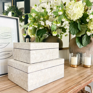 White Mother of Pearl Decorative Storage <b>Box</b> Handmade Shell Inlay Keepsake Organizer Jewelry <b>Trinket</b> <b>Box</b> Set Bedroom Neatening - Product Image 5